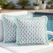 Aquamarine Blue Ruffle Pillow Cover