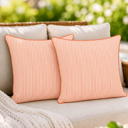 Blush Pink Striped Cotton Piping Pillow Cover