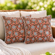 Dark Salmon Pink Piping Pillow Cover