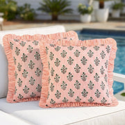 Salmon Blossom Ruffle Pillow Cover