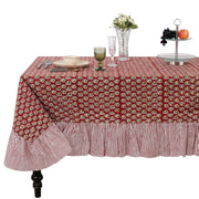 Ruffle Rectangle & Square Tablecloth - Chocolate Cosmos Red