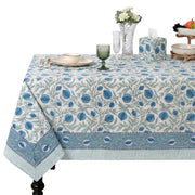 Queen Blue Rectangle & Square Tablecloth