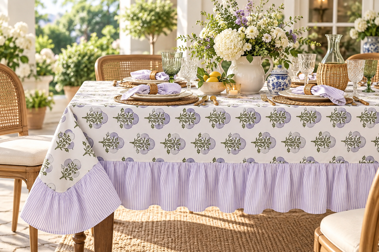 Ruffle-Tablecloth Ridhi Block Print
