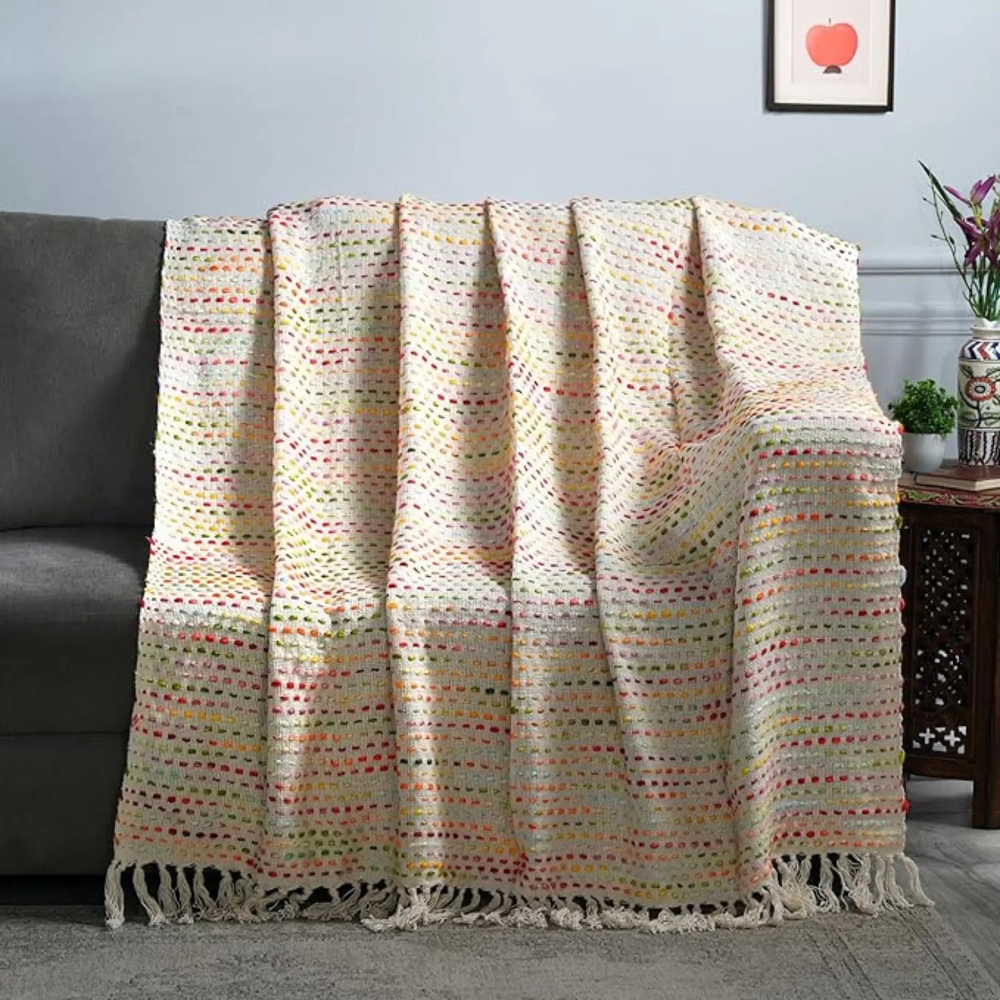 Handcrafted Cotton Throw Blankets - Ridhi Block Print