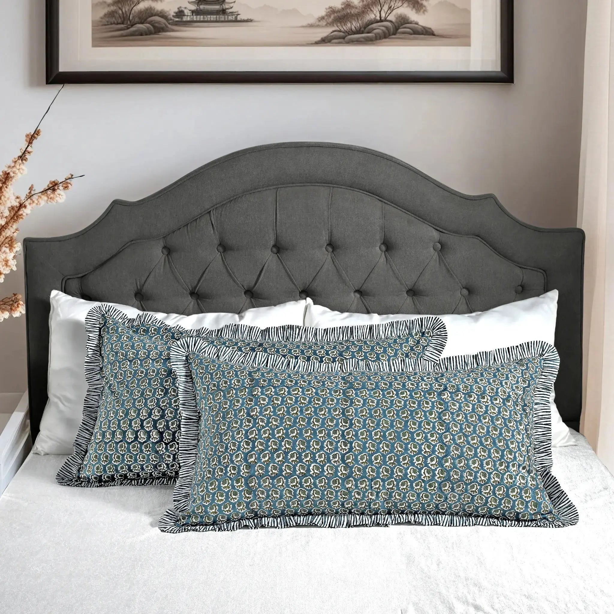 Hand Block Printed Bed Pillow Covers - Ridhi Block Print