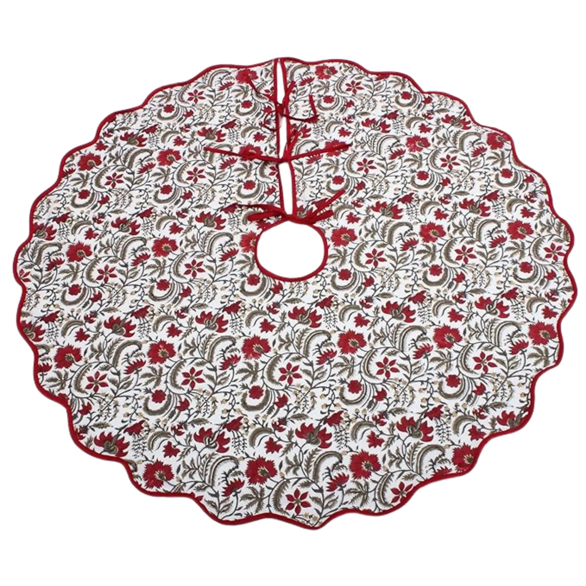 Handcrafted Christmas Tree Skirts - Ridhi Block Print