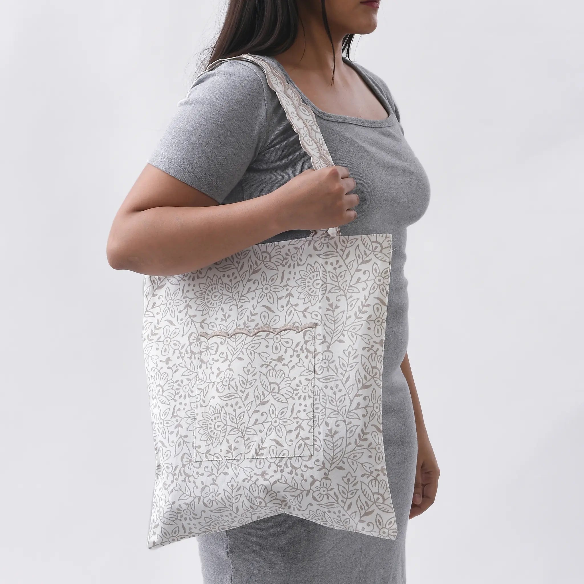 Reusable Cotton Tote Bags - Ridhi Block Print