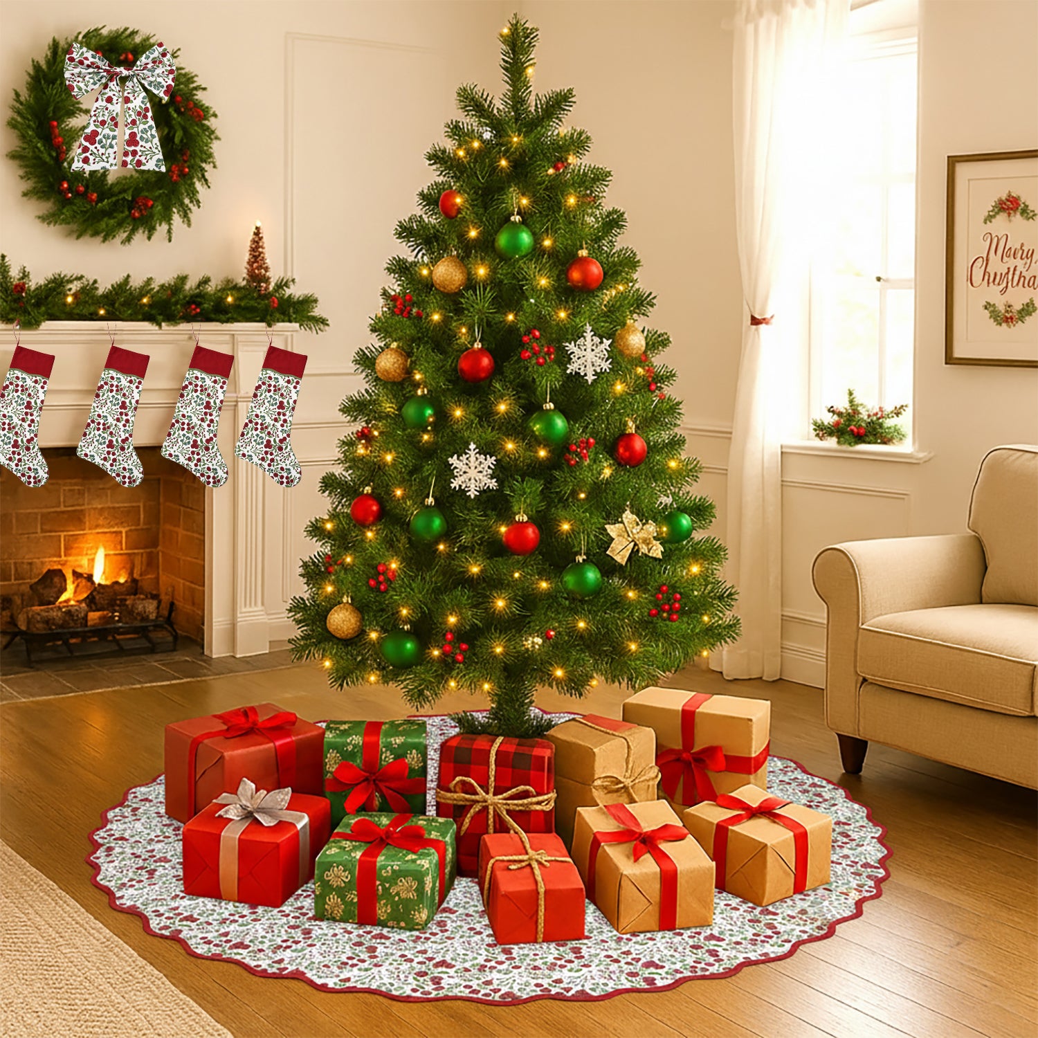 Garnet Red Christmas Stocking