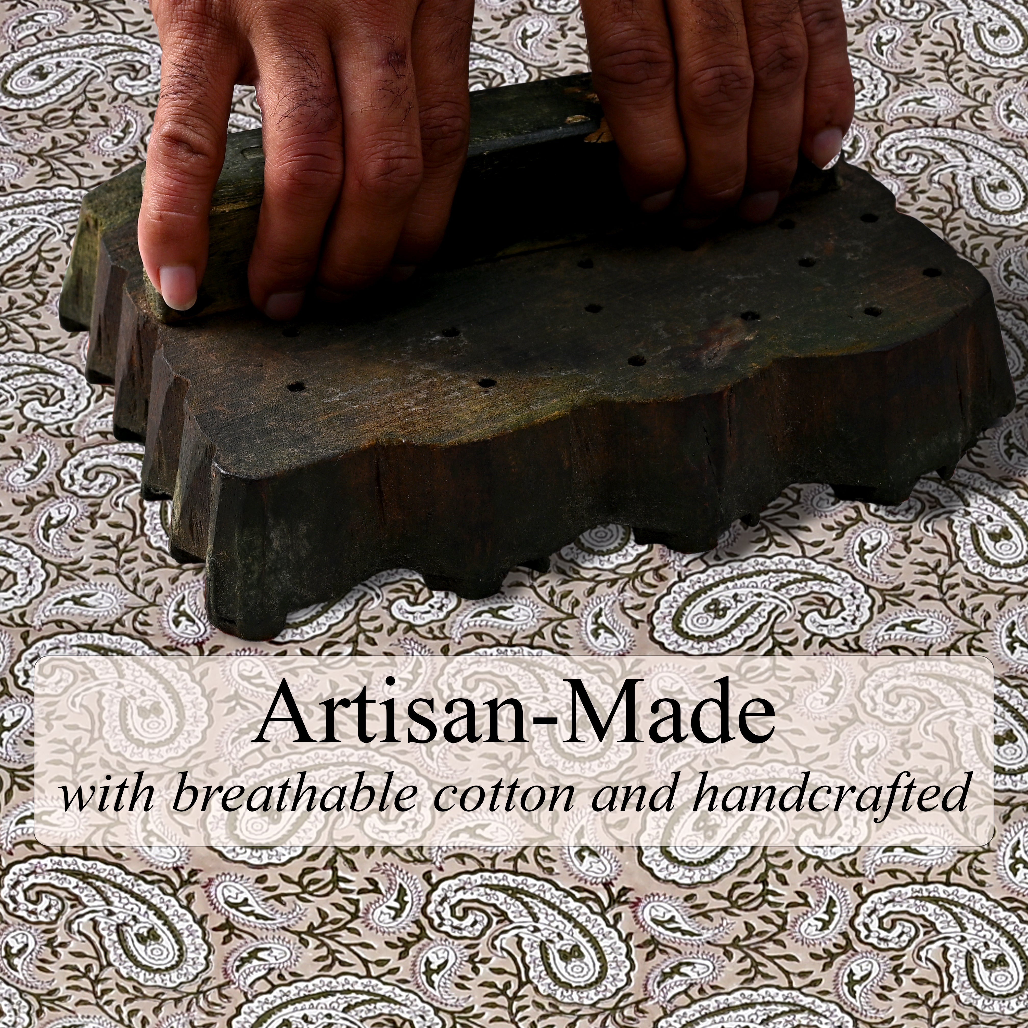 Royal Beige Rectangle Tablecloth Ridhi Block Print