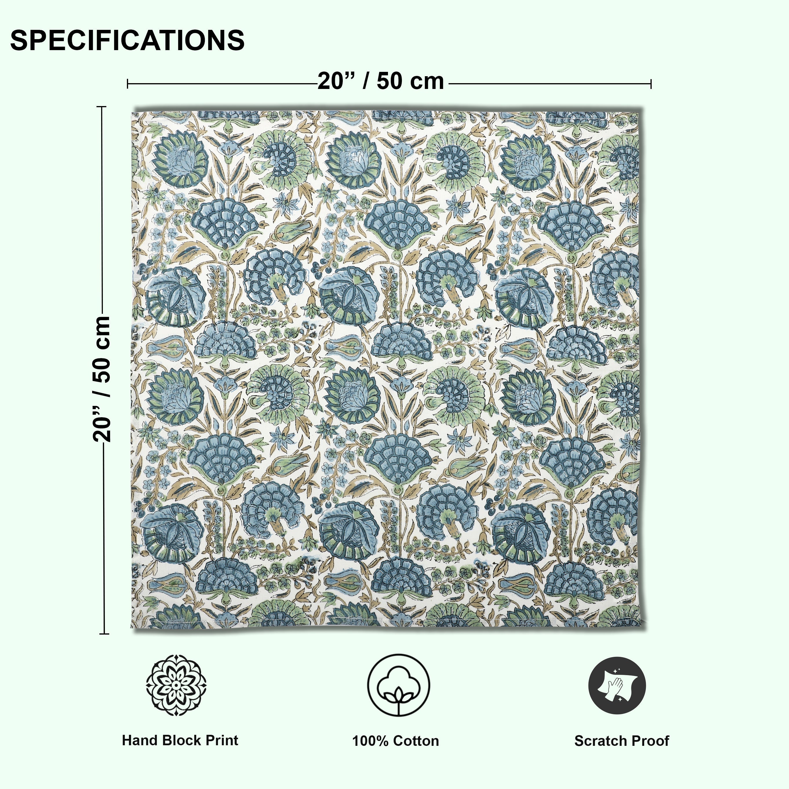 Asparagus Green Plain Napkins Ridhi Block Print