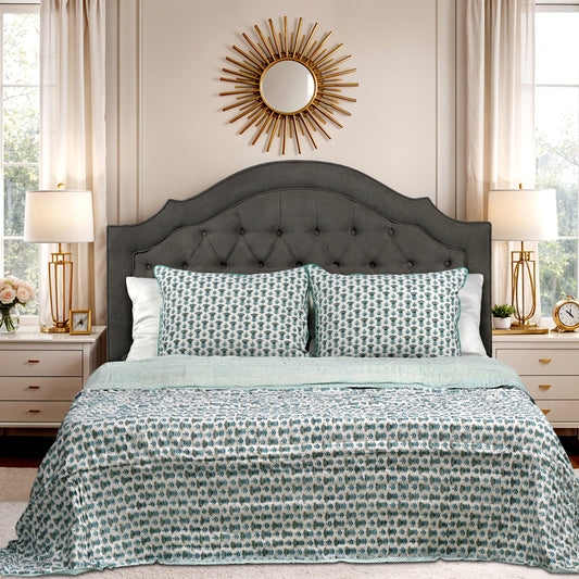 Aquamarine Blue Quilt Ridhi Block Print