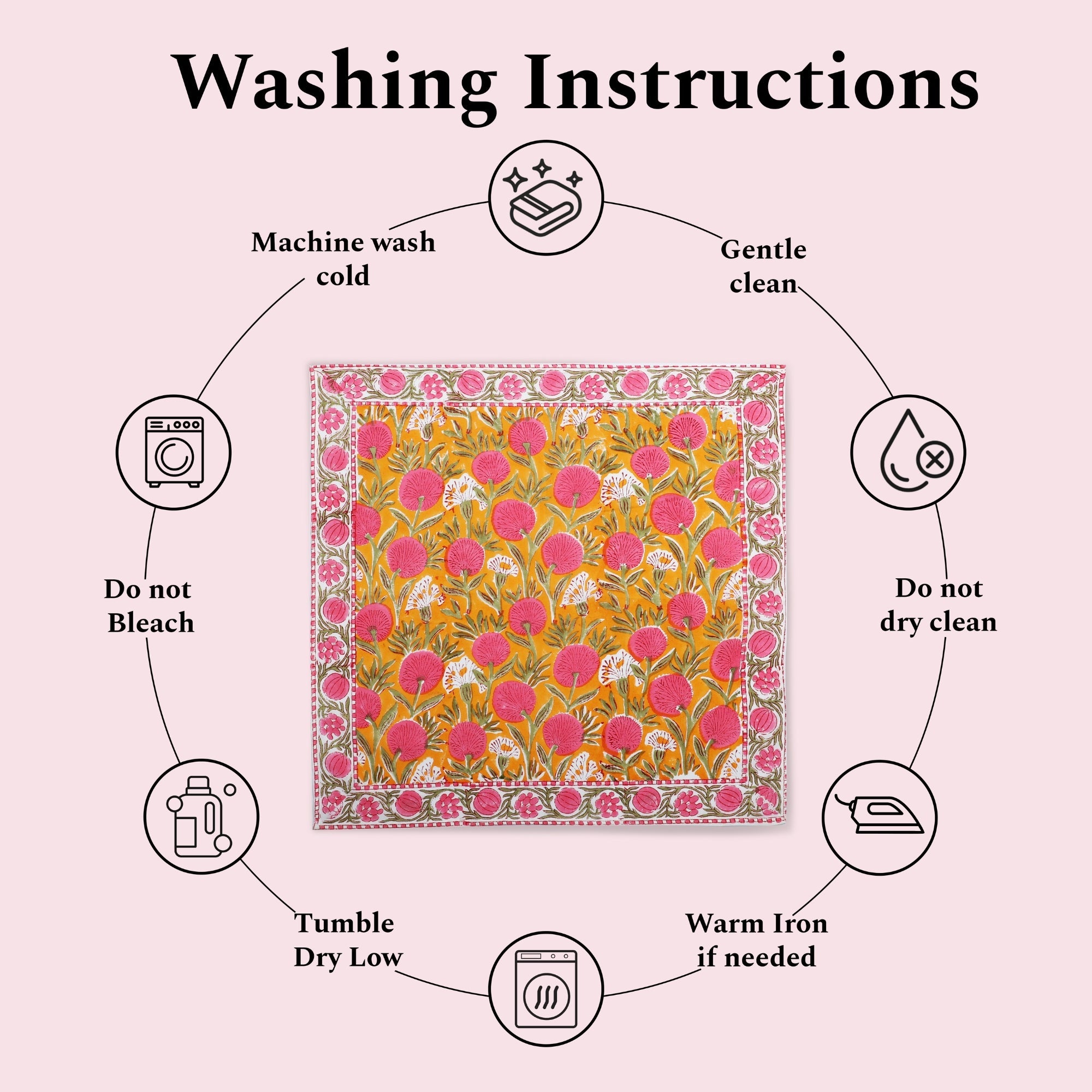 Bubblegum Pink Border Napkins Ridhi Block Print