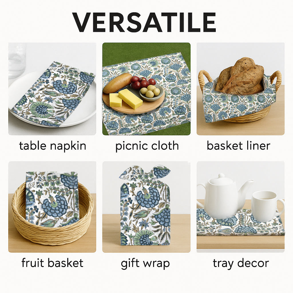 Asparagus Green Plain Napkins Ridhi Block Print