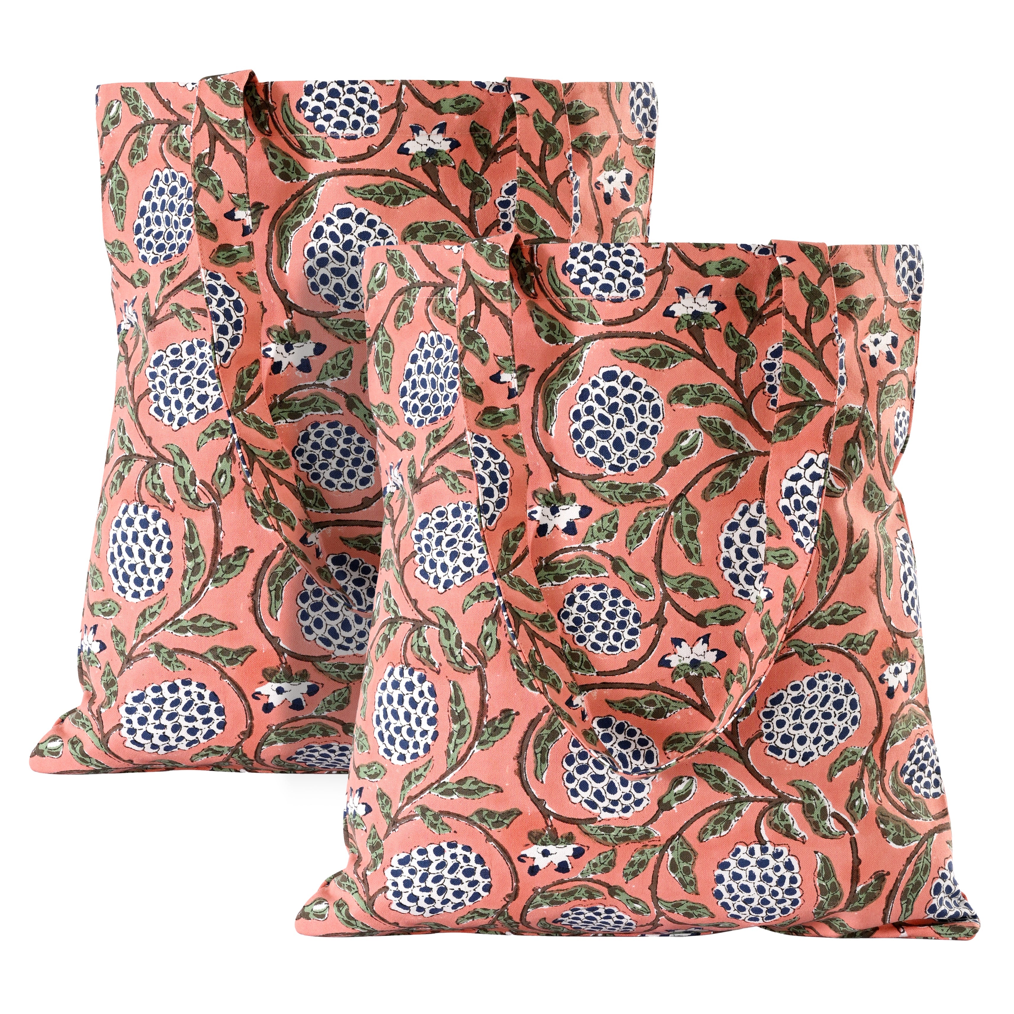 Dark Salmon Pink Tote Bag Ridhi Block Print