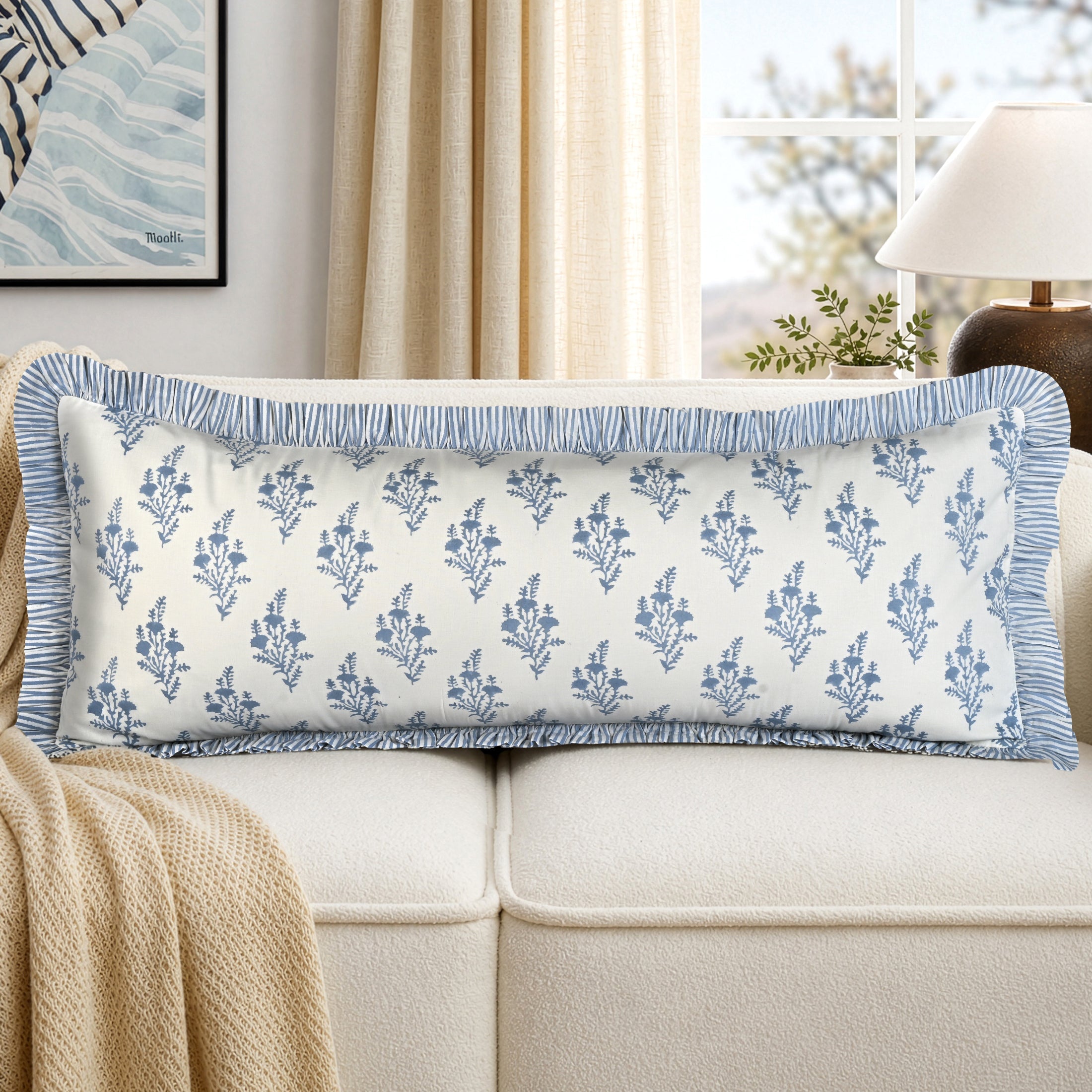 Coastal Blue Ruffle Sham Pillow Cover RIDHI