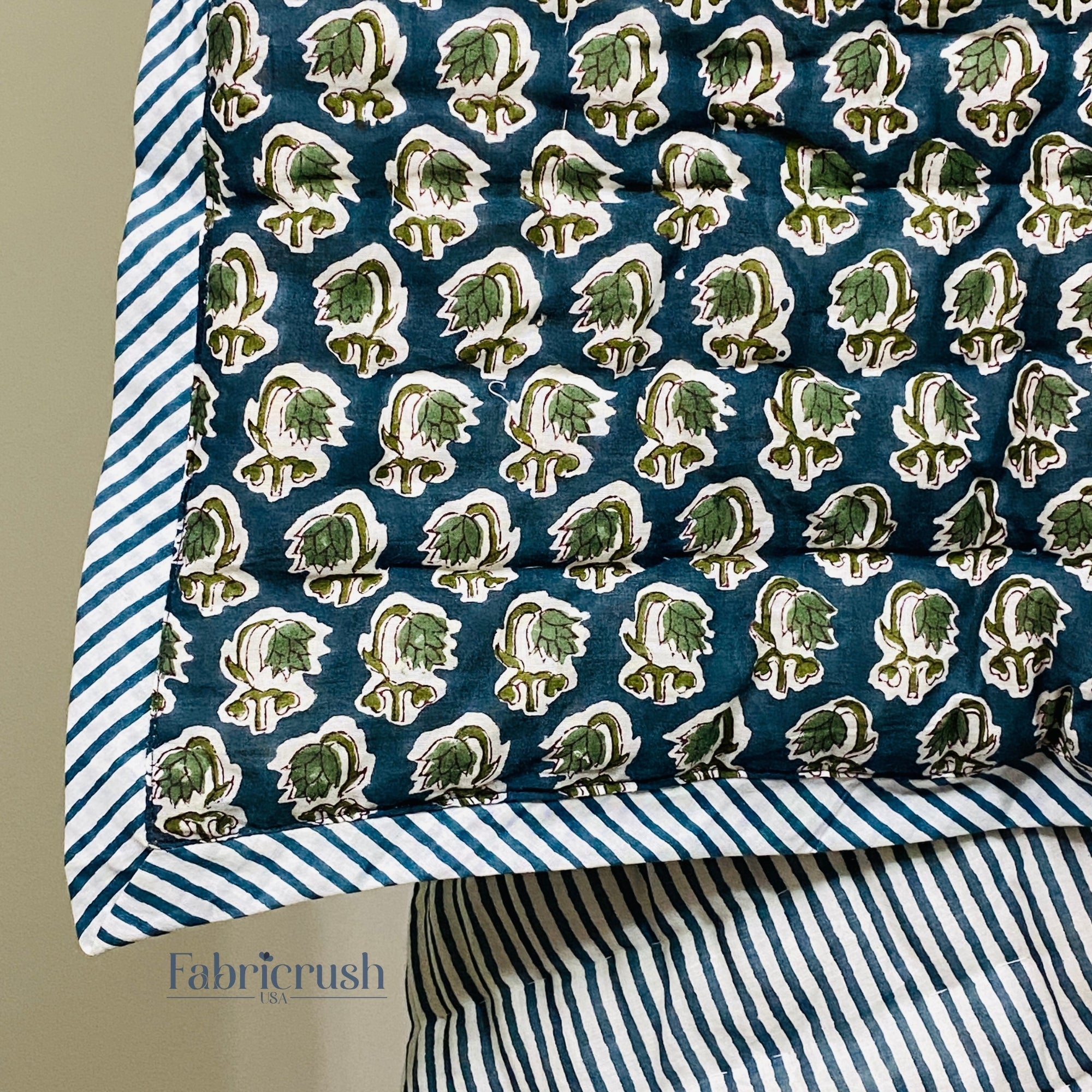 Peacock Blue Quilt Ridhi Block Print