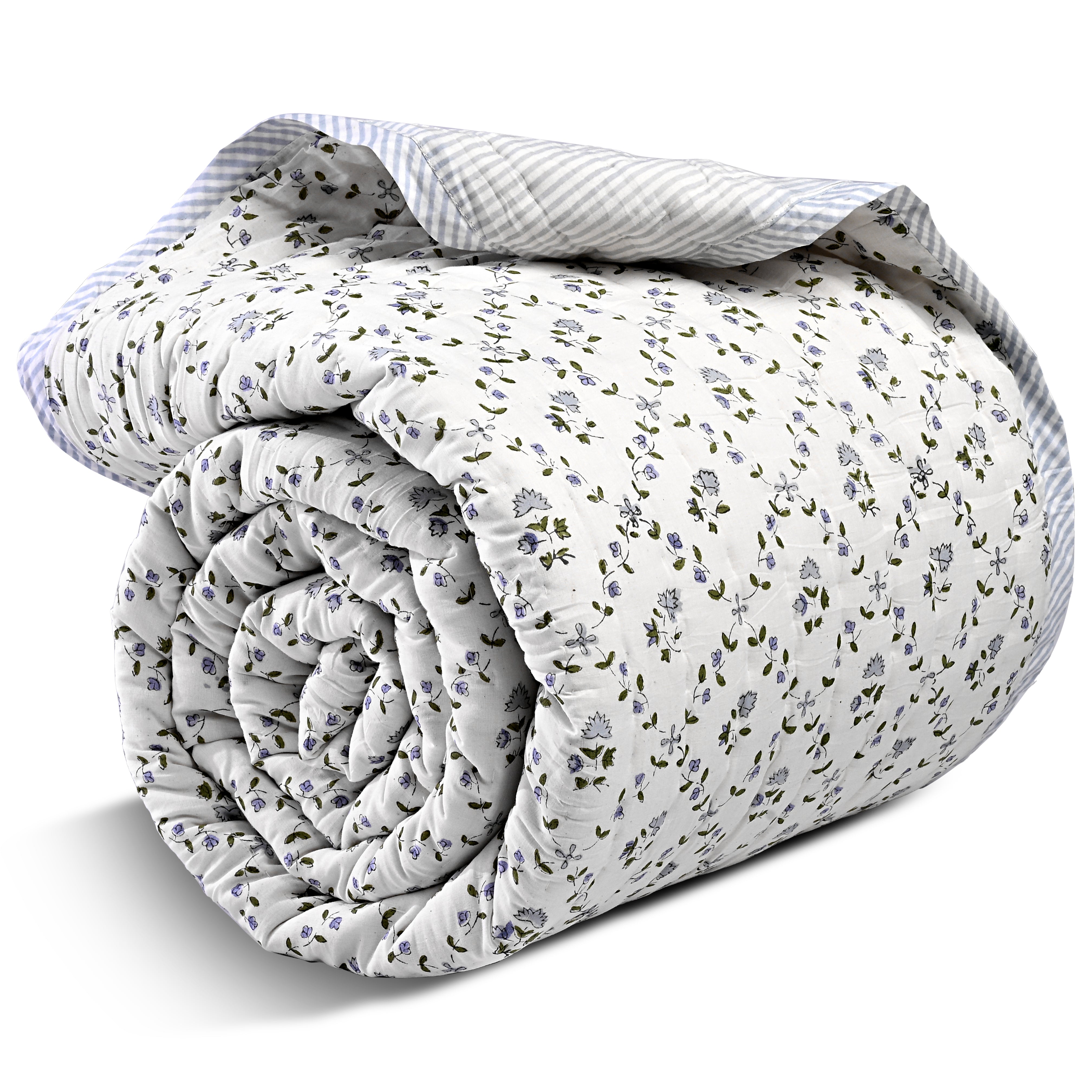 Powder Blue Quilt Ridhi Block Print