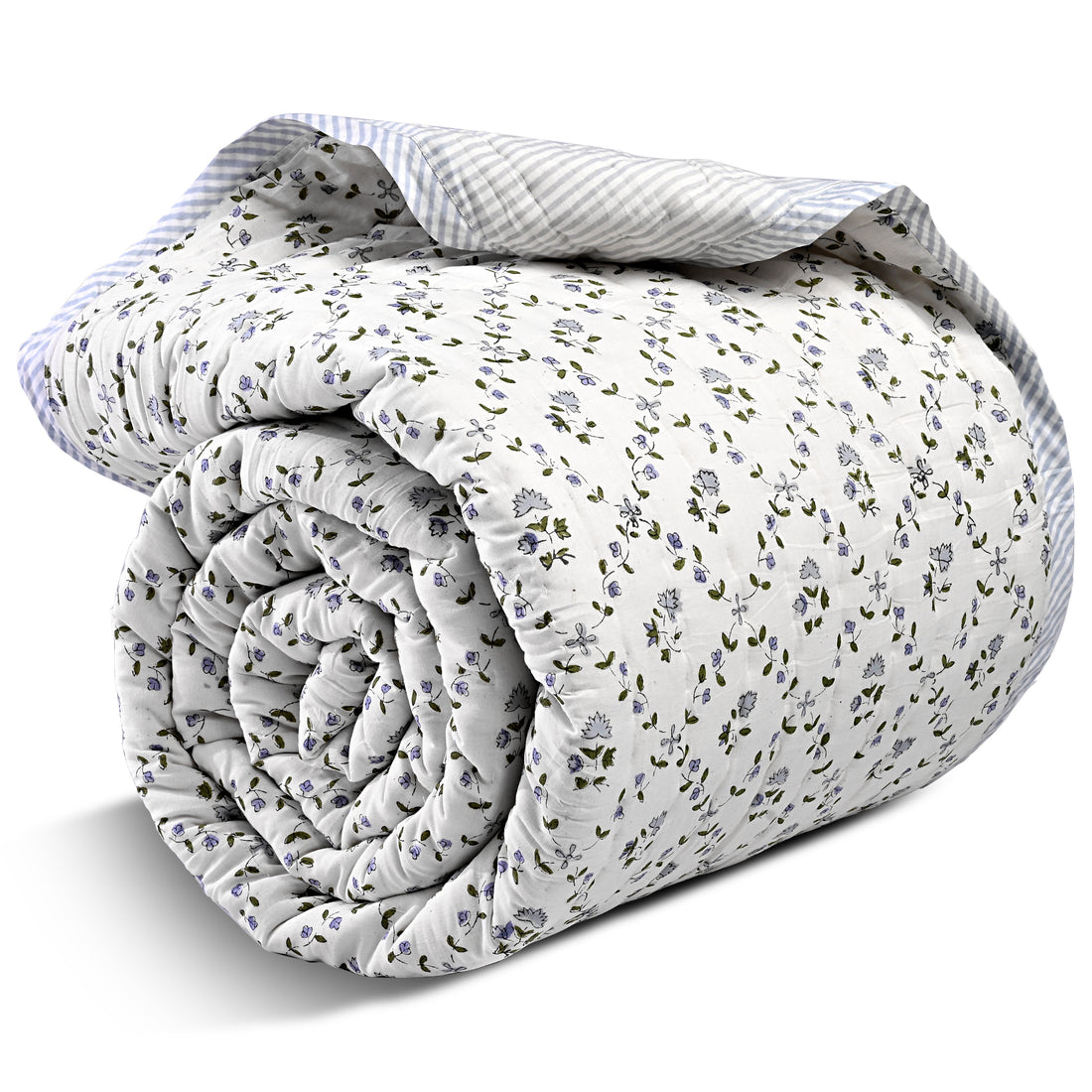 Powder Blue Quilt Ridhi Block Print