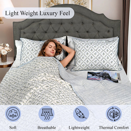 Powder Blue Quilt Ridhi Block Print