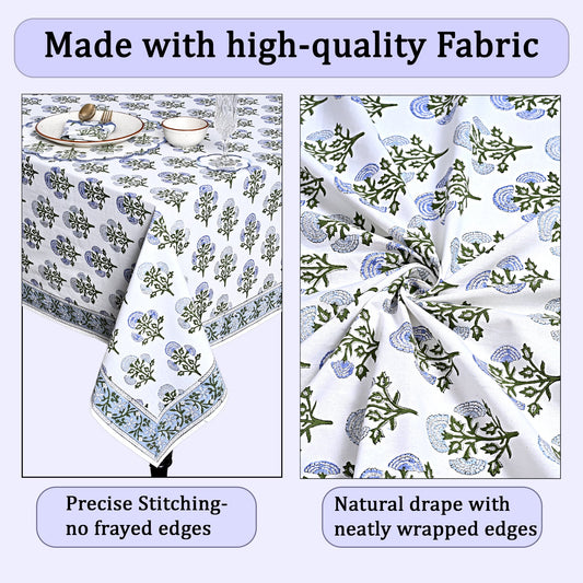 Mughal Buta Blue Rectangle Tablecloth Ridhi Block Print