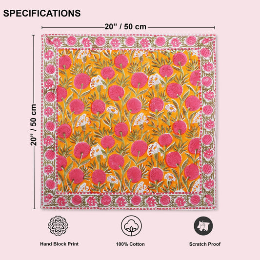 Bubblegum Pink Border Napkins Ridhi Block Print