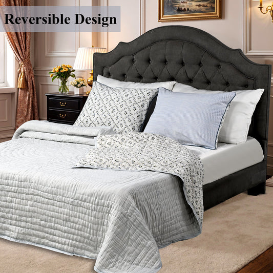 Powder Blue Quilt Ridhi Block Print