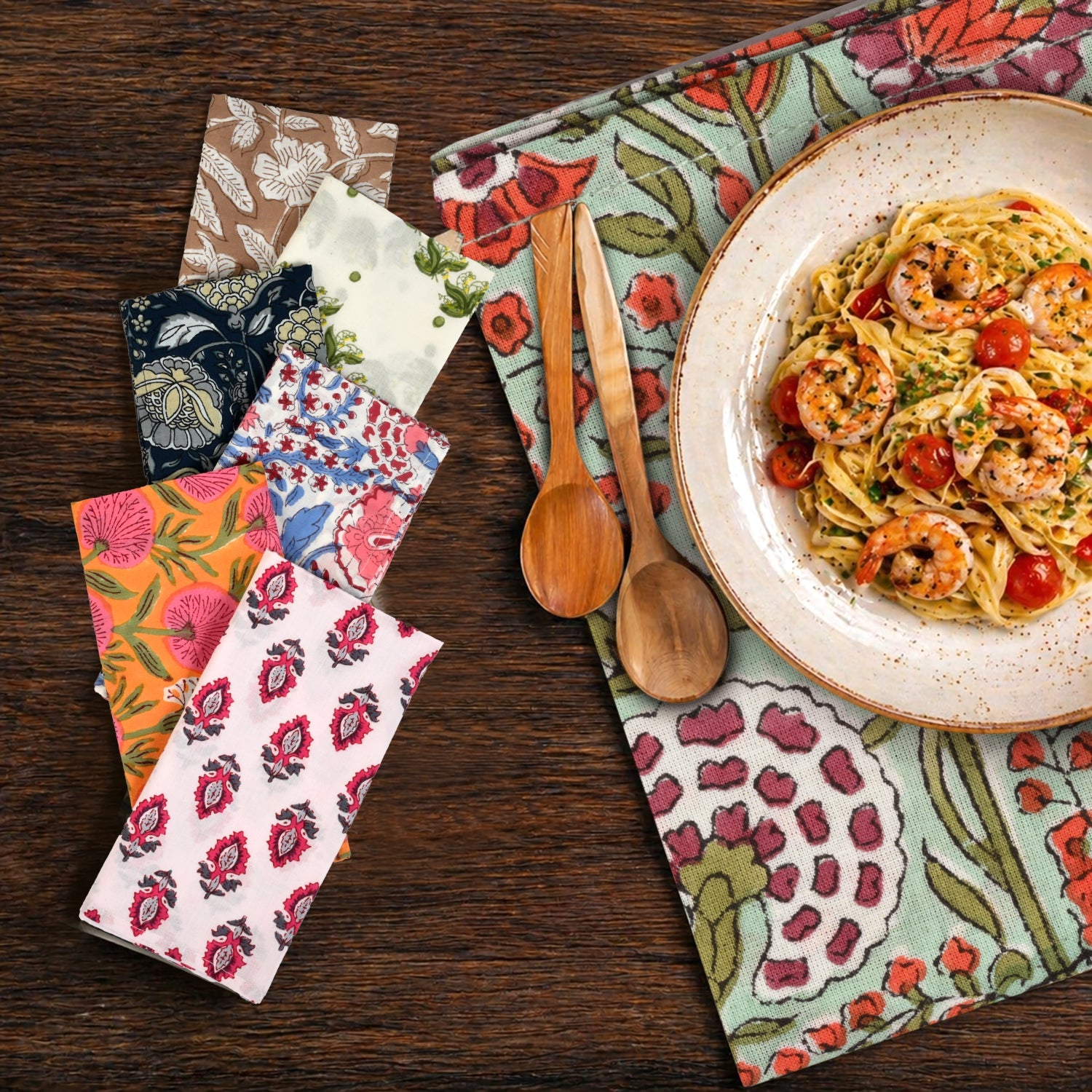 Assorted Plain Napkins Ridhi Block Print