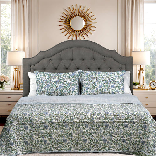 Columbia Blue Quilt Ridhi Block Print