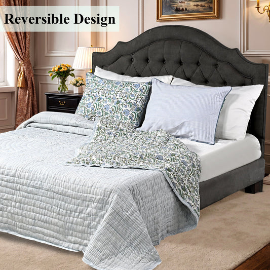 Columbia Blue Quilt Ridhi Block Print