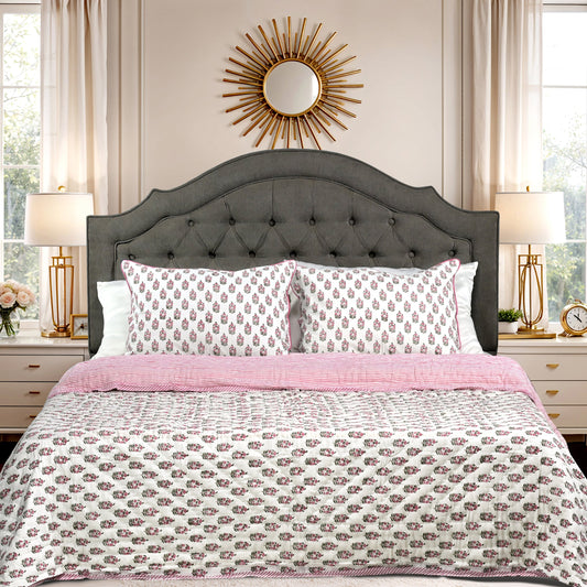 Punch Pink Quilt Ridhi Block Print