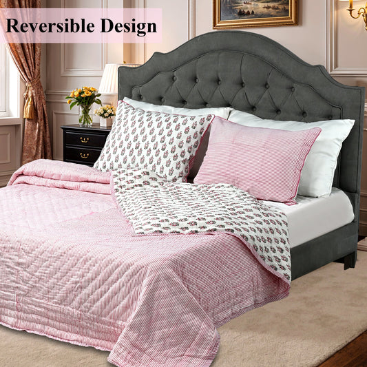 Punch Pink Quilt Ridhi Block Print