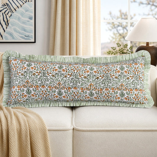 Goldenrod Yellow Bed Pillow Cover Ridhi Block Print