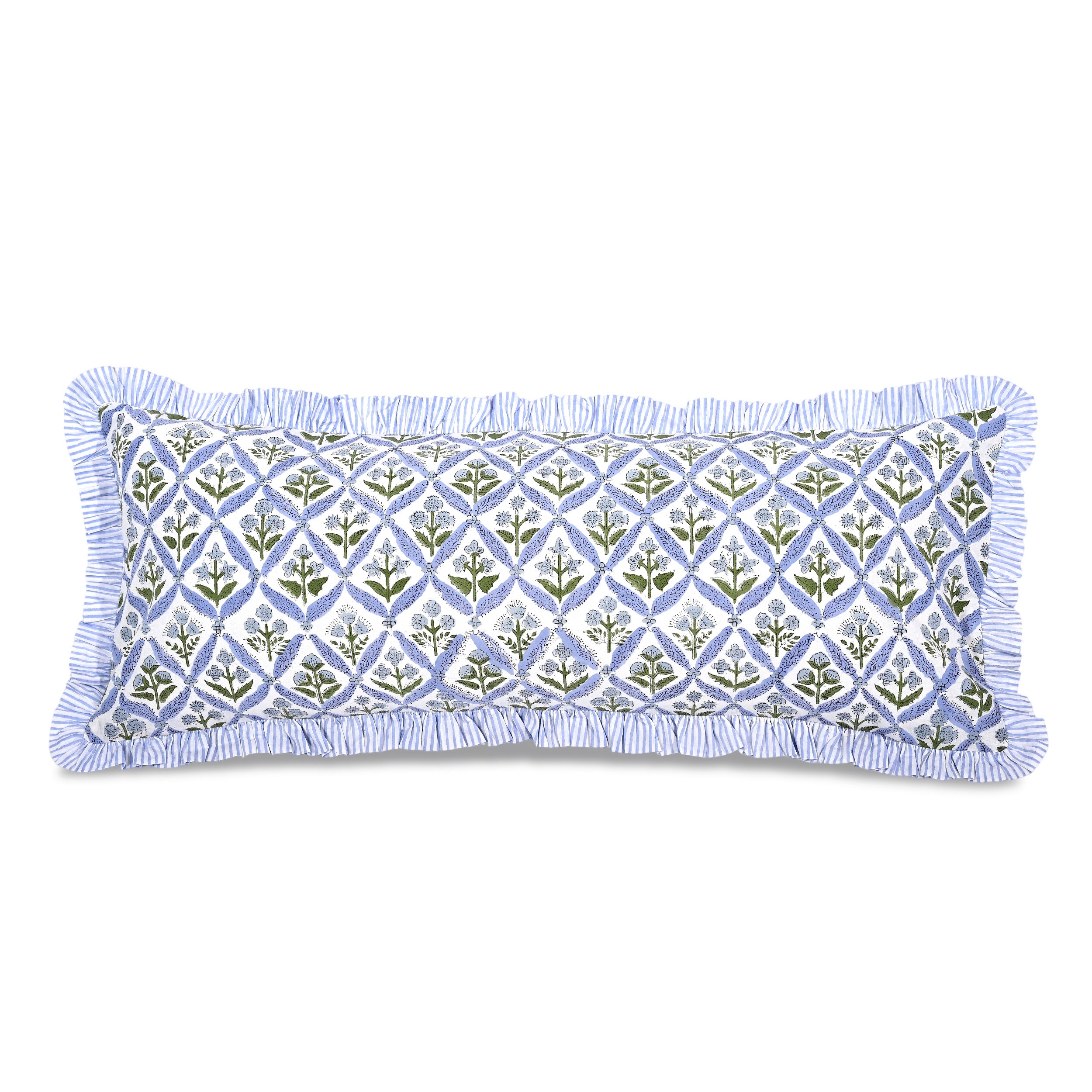 Light Steel Blue Sham Cover Ridhi Block Print