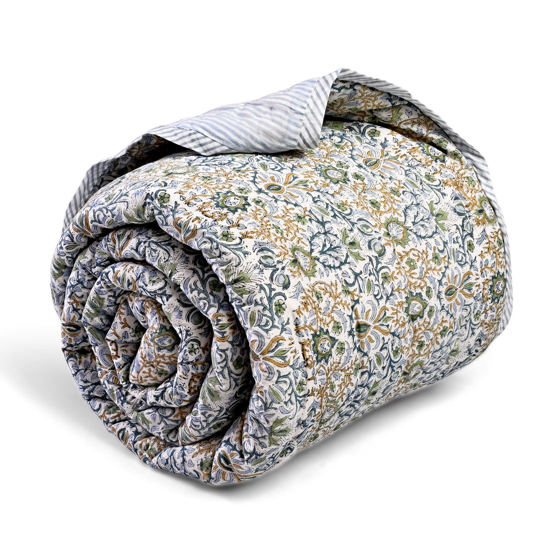 Indigo Floral Quilt Ridhi Block Print