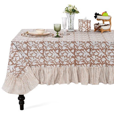 Ruffle Tablecloth – Oak Brown