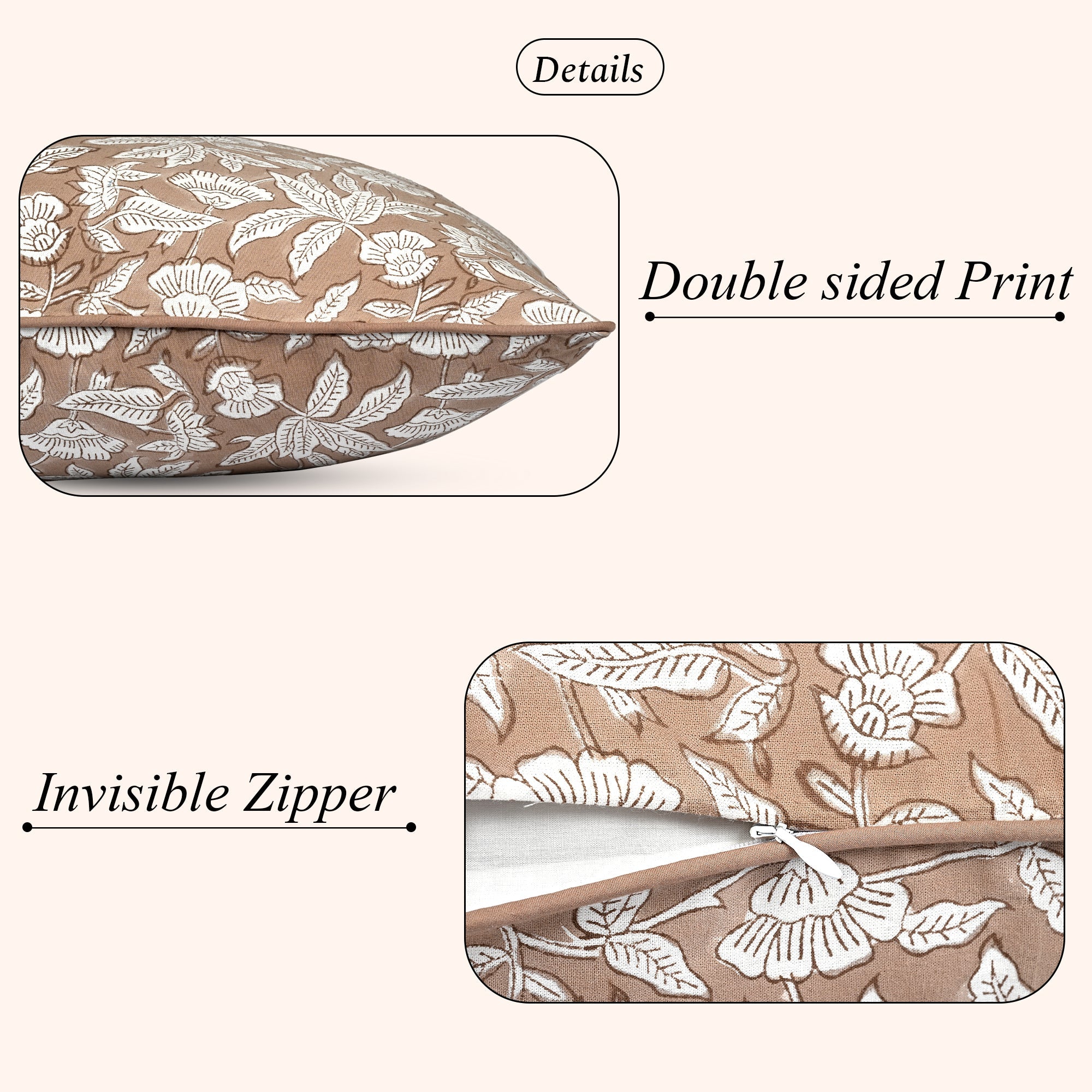 Oak Brown Piping Sham Pillow Cover RIDHI