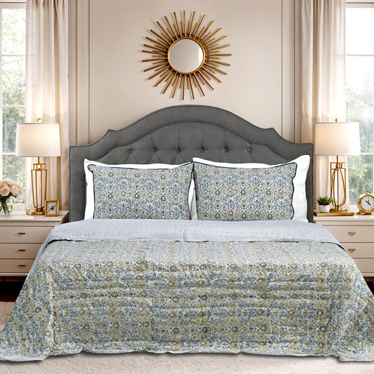 Indigo Floral Quilt Ridhi Block Print