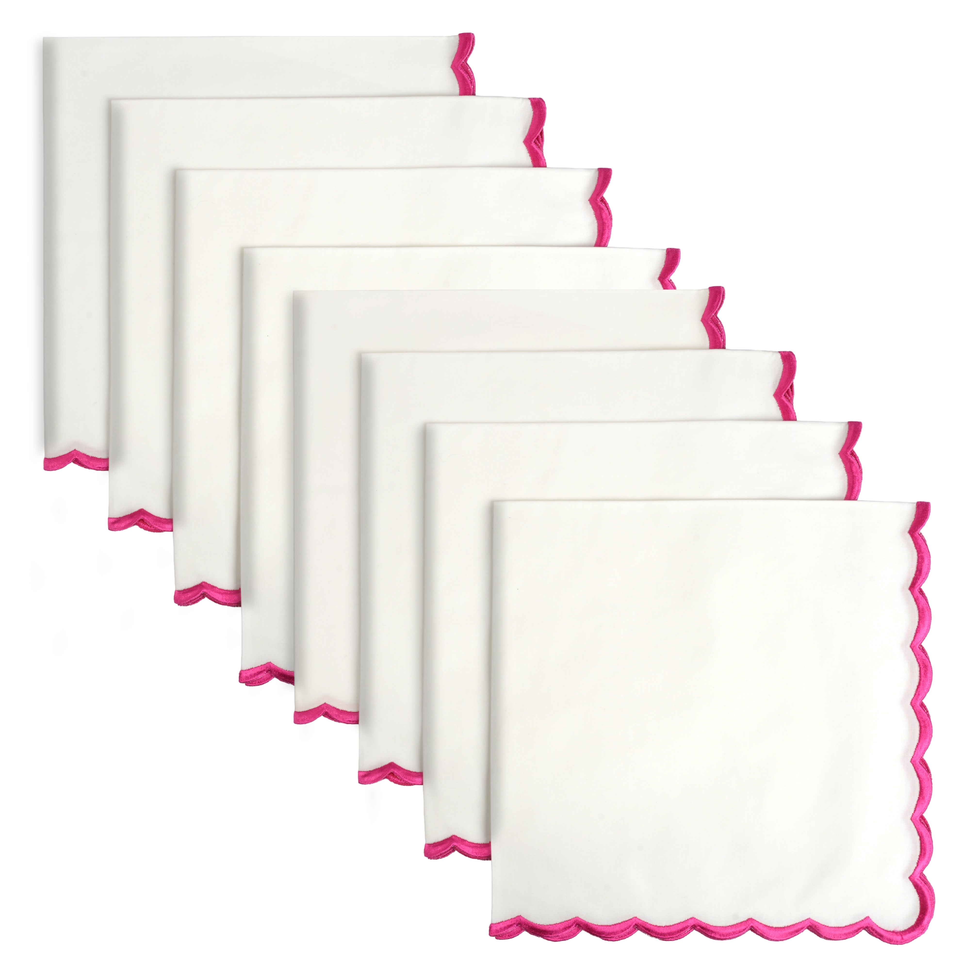White with Pink Embroidery Napkins RIDHI