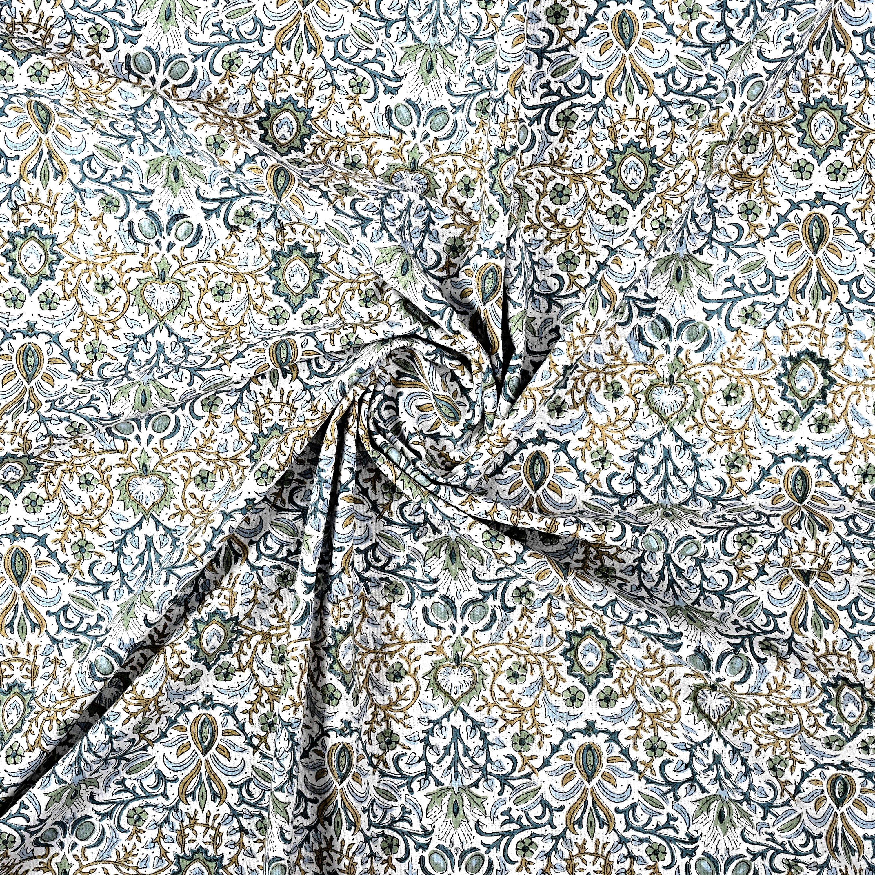 Ruffle Rectangle & Square Tablecloth - Indigo Floral Ridhi Block Print