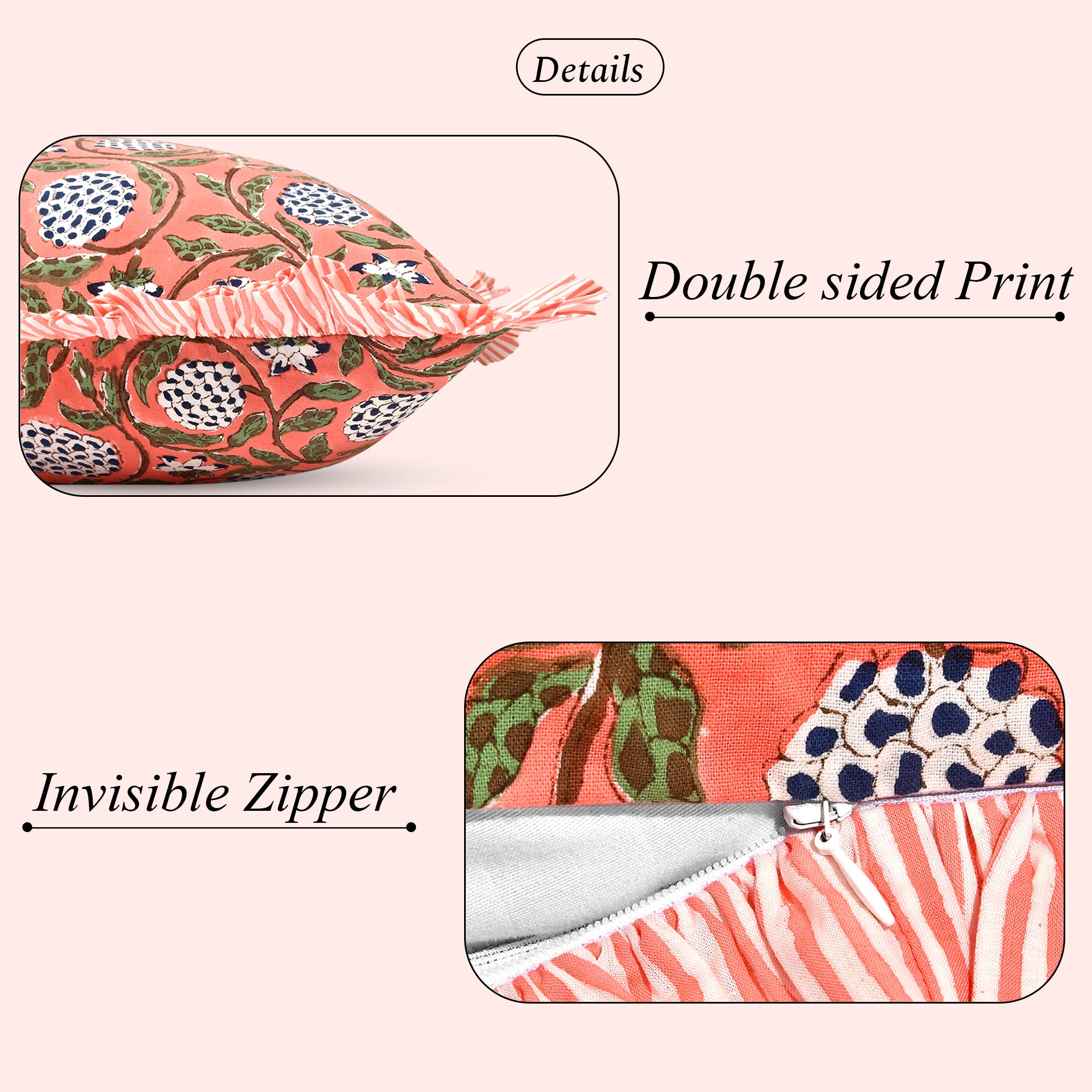 Dark Salmon Pink Sham Cover