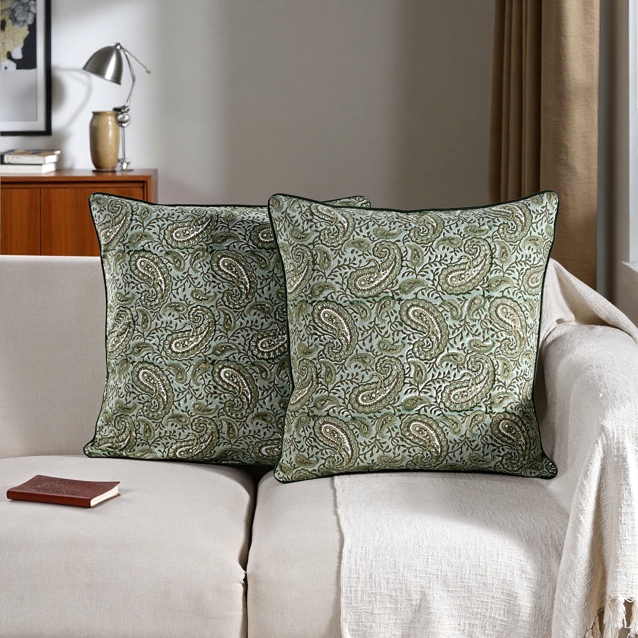 Nostalgic Naturals piping Pillow Cover RIDHI