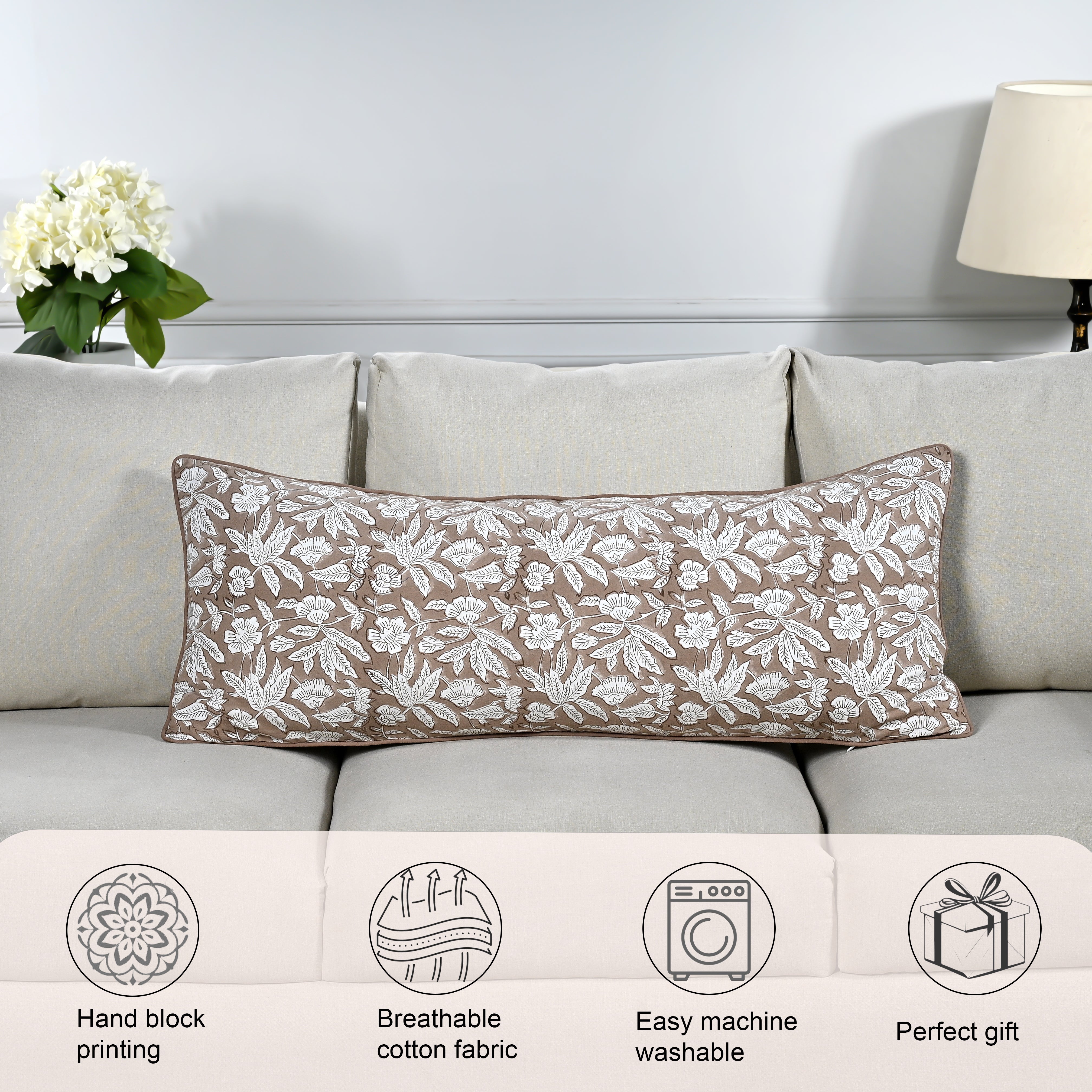Oak Brown Piping Sham Pillow Cover RIDHI