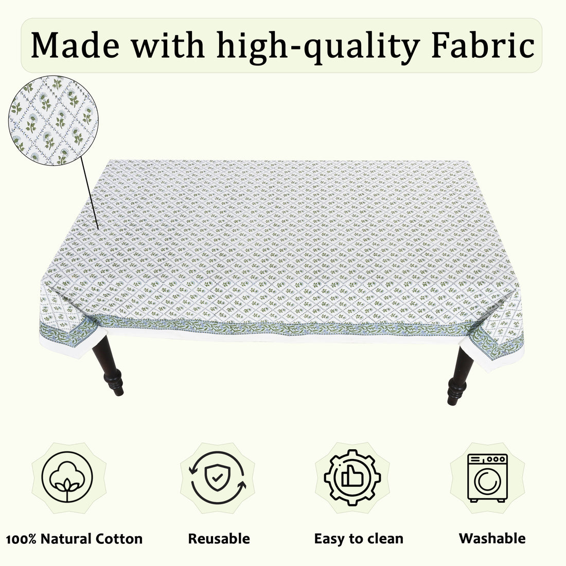 Lattice Bloom Blue Square & Rectangle Tablecloth Ridhi Block Print