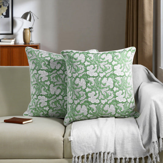 Sage Green Piping Pillow Cover Ridhi Block Print