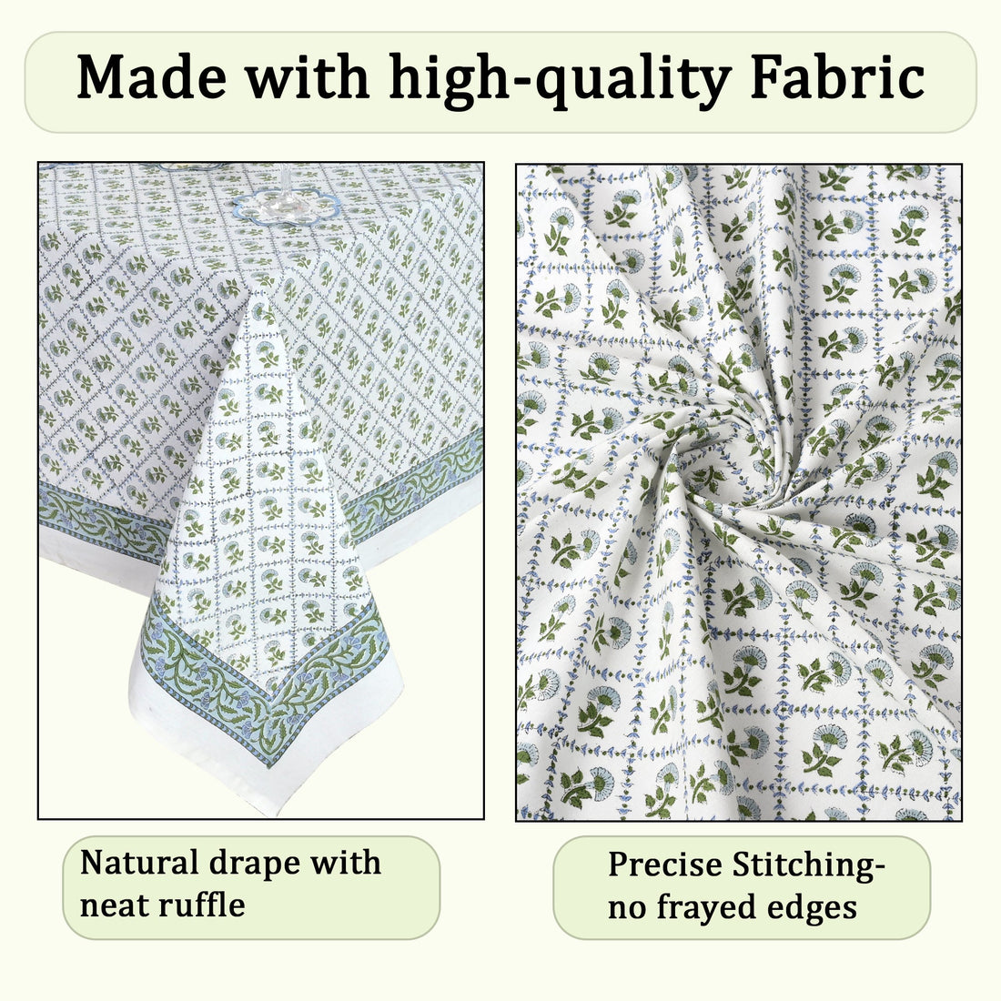 Lattice Bloom Blue Square & Rectangle Tablecloth Ridhi Block Print