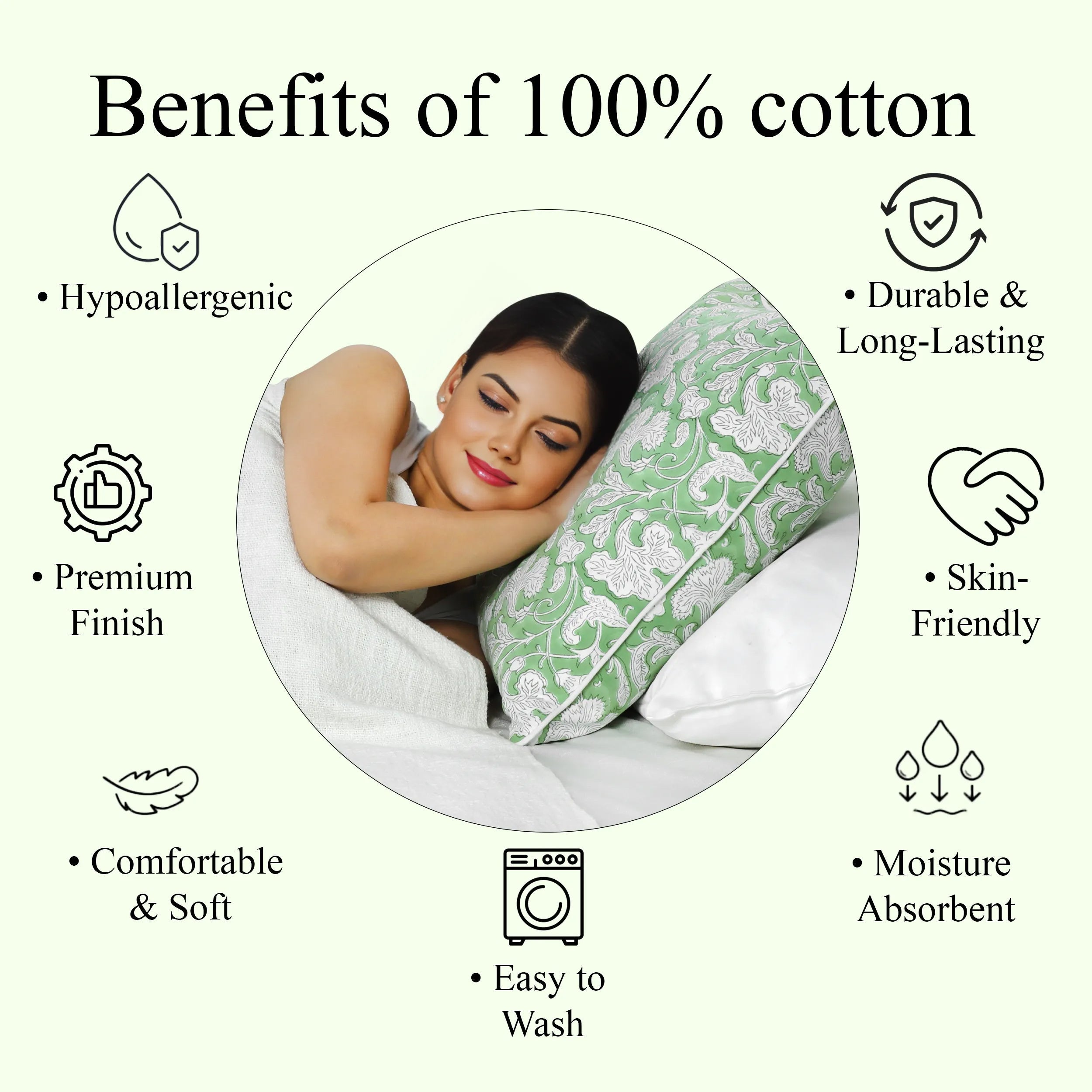 Sage Green Piping Pillow Cover Ridhi Block Print