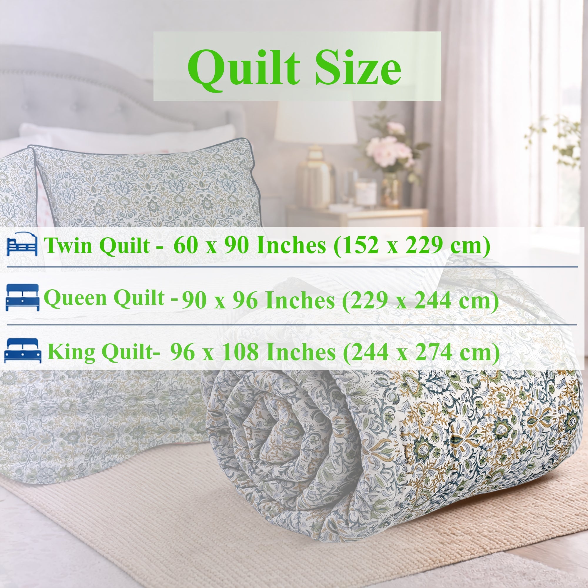 Indigo Floral Quilt Ridhi Block Print