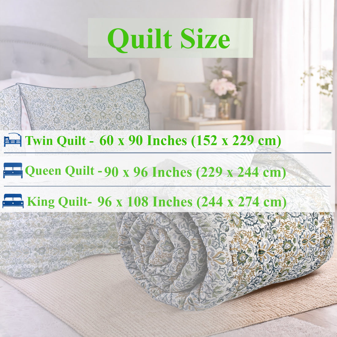 Indigo Floral Quilt Ridhi Block Print