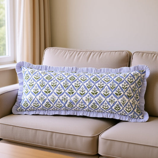Light Steel Blue Sham Cover Ridhi Block Print