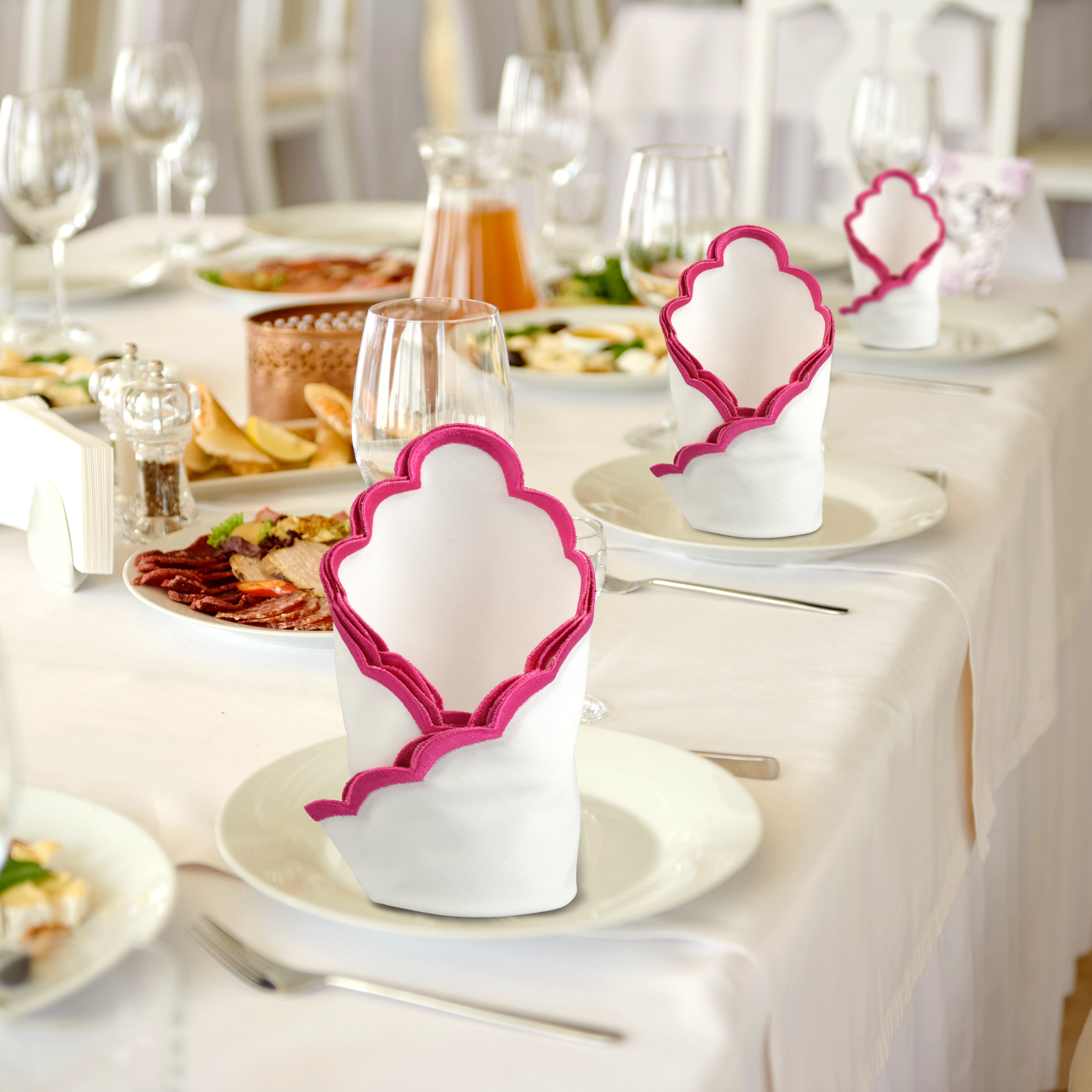 White with Pink Embroidery Napkins RIDHI